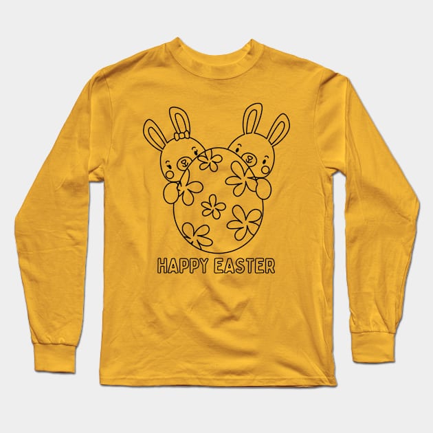 HAPPY EASTER. CUTE BUNNY DESIGN Long Sleeve T-Shirt by JK Mercha